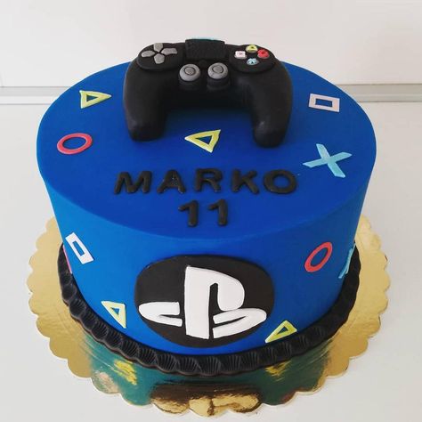 Ps4 cake - cake by Tortebymirjana - CakesDecor Playstation Birthday, Ps4 Cake, Nintendo Cake, Playstation Party, Playstation Cake, Cake Decorating For Kids, Video Game Cakes, 14th Birthday Cakes, 13 Birthday Cake