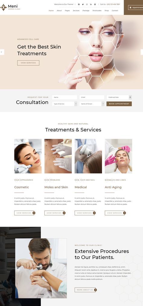 Doctor, Medical & Healthcare theme Dermatologist Website Design, Dermatology Website Design, Skin Clinic Website Design, Dermatology Clinic Design, Plastic Surgery Website Design, Skin Clinic Website, Dermatology Aesthetic Clinic, Skin Care Website Design Inspiration, Dermatologist Aesthetic Clinic Design