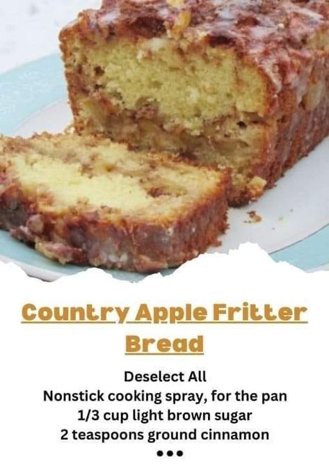 Fantasy food Country Apple Fritter Bread, Apple Bread Recipe, Apple Fritter Bread, Apple Recipes Easy, Thanksgiving Desserts Easy, Apple Fritter, Apple Dessert Recipes, Thanksgiving Food Desserts, Fruit Bread