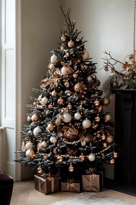 Cream Christmas Tree Decorations, 4ft Christmas Tree Decorating Ideas, 2025 Brown, Brown Christmas Tree Decorations, Cream Christmas Tree, Christmas Tree Color Schemes, Christmas Tree Trio, 4ft Christmas Tree, Christmas Tree Colour Scheme