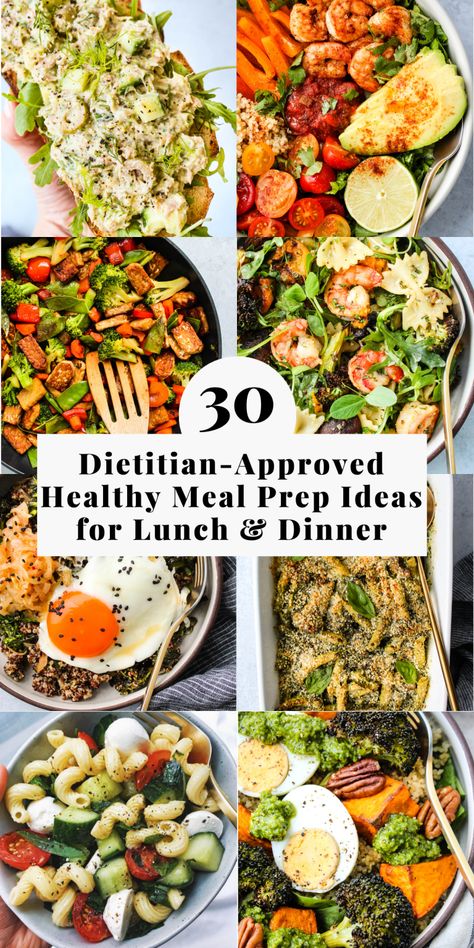 30 Healthy Meal Prep Ideas For Lunch & Dinner | Walder Wellness, RD Gf And Df Lunch Ideas, My Plate Recipes, Well Balanced Meal Ideas, Dietitian Meal Prep, Quinoa Meal Prep Recipes, Gut Healthy Dinner Ideas, Dietitian Meal Plan, Well Balanced Dinner Recipes, Gut Health Lunch Ideas