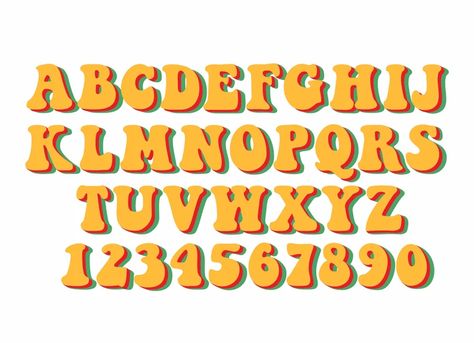 Cool Fonts Alphabet, Cute Fonts Alphabet, Hippie Font, Retro Alphabet, Font Love, Font Procreate, Summer Font, Groovy Svg, Trendy Fonts