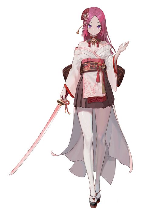 Female Samurai Art, Japanese Kimono Fashion, Female Samurai, Samurai Anime, Character Design Girl, Anime Military, Anime Inspired Outfits, Japanese Characters, Game Concept Art