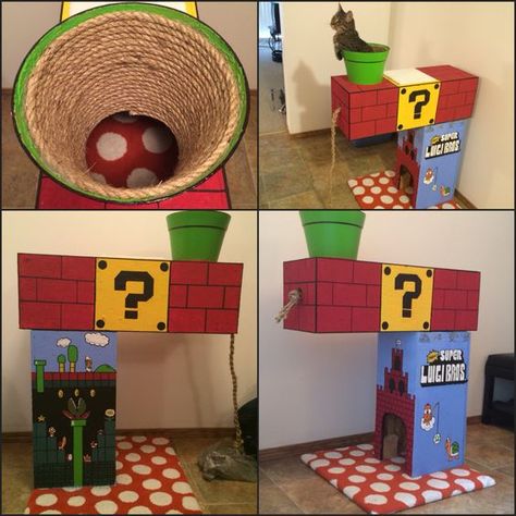 Super Mario Cat, Cat Playhouse, Katt Grejer, Cardboard Cat House, Cat Castle, Diy Cat Tree, Diy Cat Toys, Cat Towers, Cats Diy Projects