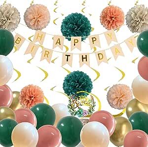 100th Birthday Party Decorations, Green Happy Birthday, Happy Birthday Floral, Blush Decor, Floral Cake Topper, Woman Birthday Party, Gold Birthday Party, Happy Birthday Banner, Happy Birthday Parties