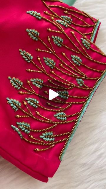 French Knot Design In Aari, French Knot Blouse Designs, French Knot Aari Work Design, Knot Blouse Design, Knotted Blouse, Aari Work Blouse, Maggam Work Blouses, French Knots, February 8