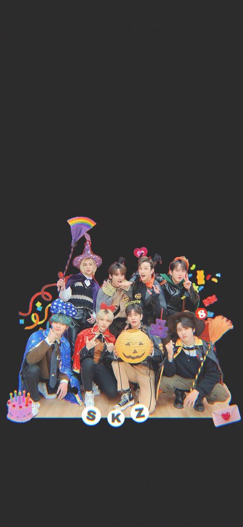 Helloween Wallpaper, Stray Kids Wallpapers, Stray Kids Wallpaper, Kids Background, Skz Wallpaper, K Wallpaper, Halloween Wallpaper Iphone, Halloween Icons, Kid Memes