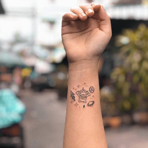 Pixar Tattoo Ideas, Toy Story Tattoo Ideas, Pixar Tattoo, Toy Story Tattoo, Pop Culture Tattoos, Disney Tattoo Ideas, Story Tattoo, Culture Tattoos, Sibling Tattoos