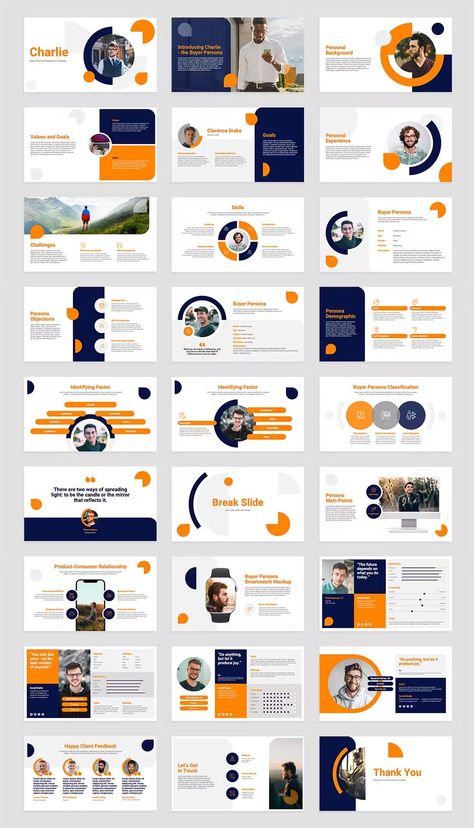 Buyer Persona Google Slides Presentation Template. 30 Slides. Slides Design Presentation, Powerpoint Cover Design, Graphic Design Profile, Profile Design Ideas, Slide Design Ideas, Presentation Design Inspiration, Slide Presentation Design, Slides Layout, Elearning Design Inspiration