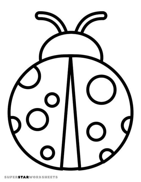 Ladybug Drawing Simple, Ladybug Outline, Punch Needle Templates, Ladybug Template, Ladybug Graphic, Superstar Worksheets, Grouchy Ladybug, Ladybug Coloring Page, Ladybug Decorations