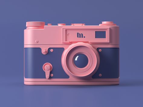 Photo camera by Mike Protsenko | Dribbble | Dribbble Camera Ideas, 3d Cinema, 3d Camera, Aesthetic Objects, Camera Design, Cute Camera, Photo Camera, Isometric Illustration, 3d Artwork