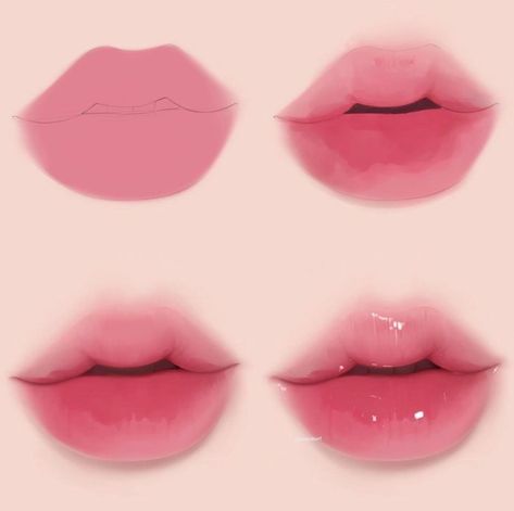 Digital Art Inspiration, Lip Tutorial, 얼굴 드로잉, Scrapbook Printing, Lips Drawing, Everyday Art, Juicy Lips, Art Tools Drawing, Digital Painting Tutorials