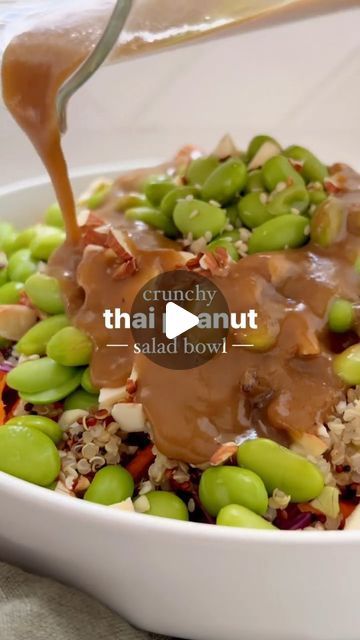 Mediterranean Diet Recipes on Instagram: "Introducing the only salad you’ll ever need…this crunchy thai peanut salad! Think crunchy cabbage, edamame, quinoa, carrots, and peanuts all tossed together in the best thai peanut dressing.🥜🌱    Did I mention that you can easily pack this up for work or school? 🥳👏🏼  🤗Thank you: @munchingwithmariyah -------------------- 🥑 Comment ""Salad"" If You Want To Get More Recipes 👉 Follow my page for daily ✔ Easy salad recipes -------------------- #mediterranean#mediterraneo#mediterraneanfood#healthy#healthyfood#healthylifestyle#healthyeating#healthyliving#healthyrecipes#healthylife#healthybreakfast#glutenfree#greekfood#healthyfood#delicious#healthyeating#diet#eatclean#recipe#recipes#salad#saladrecipe#salads#burrata#burratacheese" Crunchy Thai Peanut & Quinoa Salad, Lemon Balm Recipes, Thai Peanut Salad, Salad Quinoa, Salad Bowl Recipes, Best Salads Ever, Peanut Salad, Quinoa Salad Recipes, Easy Eat