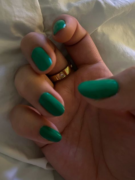 March Nails Trends 2024, Kelly Green Almond Nails, March Simple Nails, Green Opi Nails, Kelly Green Nail Ideas, March Nails 2024, Nails March 2024, Green Acrylic Nails Almond, Plain Green Nails