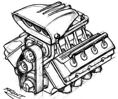 Car Engine Drawing, Corvette Drawing, Corvette Engine, Cars Black, Corvette Racing, Engineering Art, Chip Foose, Coloring Pages For Grown Ups, Concept Sketches