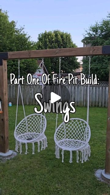 Outdoor Patio Swings For Adults, 3 Swings Around Fire Pit, Fire Pit Swings Circle, Backyard Fire Pit With Swings, Wooden Swings Outdoor, Outdoor Swings For Adults Diy, Fire Pit Set Up, Firepit Swings Backyard, Backyard Swings For Adults