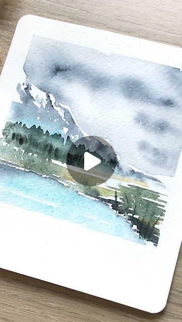 Watercolor Art Landscape Mountain, Watercolor Mountain Landscape, Watercolor Mountains Simple Tutorial, Watercolor Landscape Tutorial Video, Easy Mountain Watercolor Tutorial, Watercolor Mountain Landscape Tutorial, Watercolor Lake Scene Tutorial, Watercolor Landscape Tutorial, Watercolour Drawings