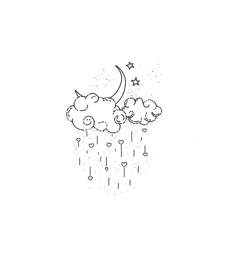 Rain and the moon. #art #artwork Rain Related Tattoo, Come Rain Or Shine Tattoo, Cute Rain Tattoos, Dainty Rain Tattoo, Moon And Rain Cloud Tattoo, Night Rain Tattoo, Clouds And Rain Tattoo, Rain And Moon Tattoo, Moon Rain Tattoo