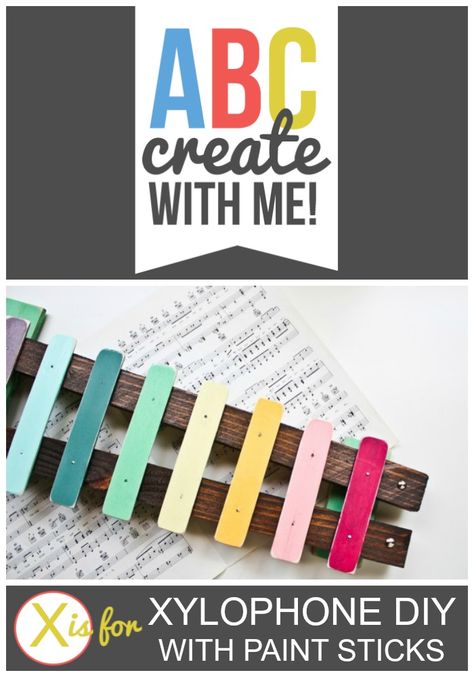 Somewhat Simple: Xylophone Craft Tutorial Xylophone Craft, X Is For Xylophone, Kids Xylophone, Abc Preschool, Kids Instruments, Toy Instruments, Household Objects, Group Crafts, Diy Instruments