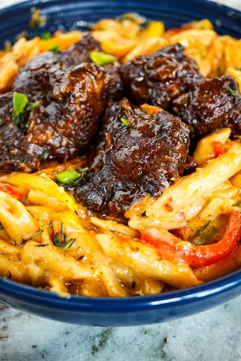 Rasta Pasta Oxtail, Oxtail Rasta Pasta, Oxtail Rasta Pasta Jamaican Recipe, Oxtail Pasta Recipe, Oxtail Pasta, Rasta Pasta Jamaican, Oxtail Recipes Jamaican, Oxtail Recipes Easy, Rasta Pasta Recipe