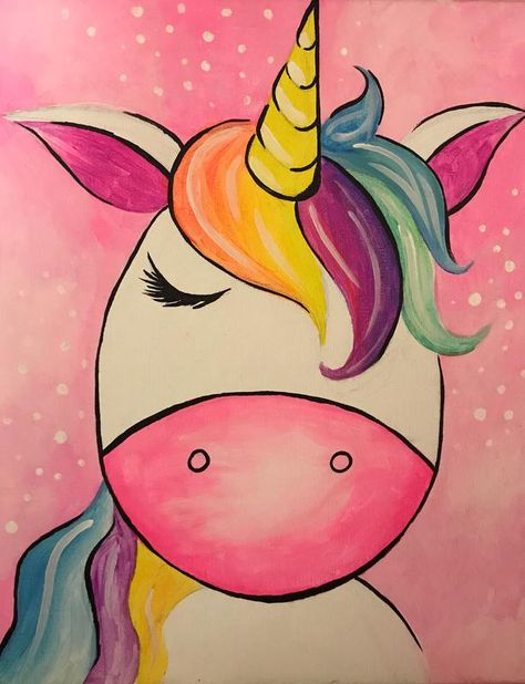 Easy Unicorn Painting, Canvas Painting For Kids, Painting For Children, Kids Art Party, Acrylic Painting For Kids, Kids Painting Party, Kids Canvas Painting, Kids Art Studio, Kids Canvas Art