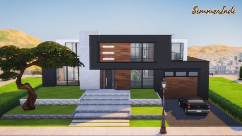 Sul Sul Simmers! I built this Minimalistic Modern Mansion for up to 4 Sims. 🖤 Gallery ID: simmerindi Minimalistic Mansion, Modern Mansion Luxury, Sims Gallery, Sims 2 House, Building Modern, Sims 4 Speed Build, Modern Mansion, Mansions Luxury, Sims 4 Build