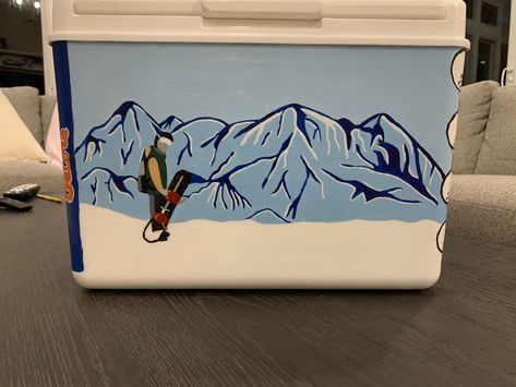 Die Is Life Frat Cooler, Frat Painting Ideas, Frat Cooler Snowboarding, Colorado Frat Cooler, Cooler Decorating Ideas, College Cooler Painting, Frat Cooler Designs, Frat Painted Cooler, Pike Frat Cooler