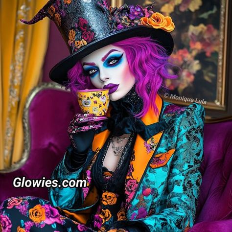 Dark Mad Hatter Costume, Dark Mad Hatter, Mad Hatter Diy Costume, Halloween Party Hacks, Hatter Makeup, Mad Hatter Makeup, Wonderland Halloween, Monique Lula, Hatter Costume