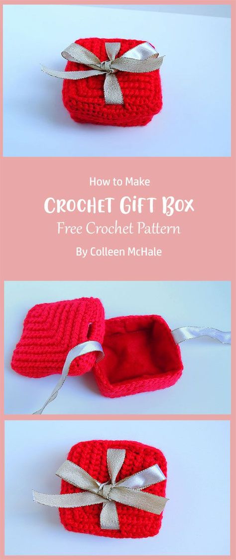 This Gift Box Free Crochet Pattern creates a pretty little box you can use to give as a gift. You can make this Gift Box with a variety of different colored yarns, so the recipient will appreciate the thought you put into their personalized handmade gift. Crochet Box With Lid, Crochet Jewelry Box Pattern Free, Crochet Box Pattern Free, Crochet Gift Box Free Pattern, Crochet Box Pattern, Crochet Boxes, Yarn Box, Quick Crochet Projects, Diy Crochet Toys