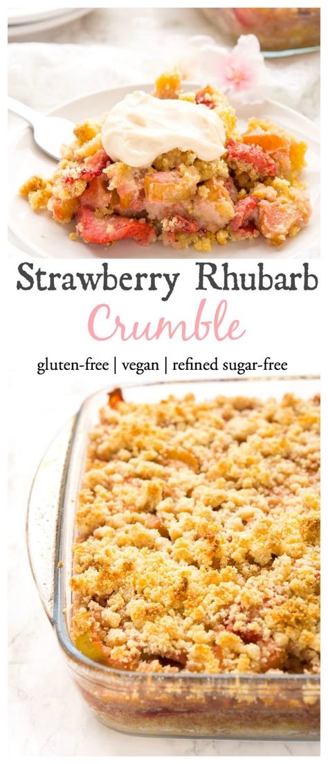 Healthy Strawberry Rhubarb Crisp, Healthy Rhubarb Recipes, Strawberry Rhubarb Recipes, Strawberry Rhubarb Crumble, Strawberry Crumble, Fresh Rhubarb, Recipes Strawberry, Strawberry Rhubarb Crisp, Rhubarb Desserts