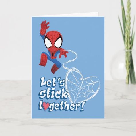 Spider Man Valentine Lets Stick Together Card #zazzle #weddinginvitations #birthdayinvitations #babyshowerinvitations #zazzleinvitations #monogram #businesscards #graduation #homedecor Spiderman Card Valentines, Spiderman Valentines Cards, Spider Man Birthday Cards, Spider Man Valentines Cards, Spiderman Valentine Card, Valentine Spiderman, Spider Man Card, Spider Man Valentines, Marvel Valentines Cards