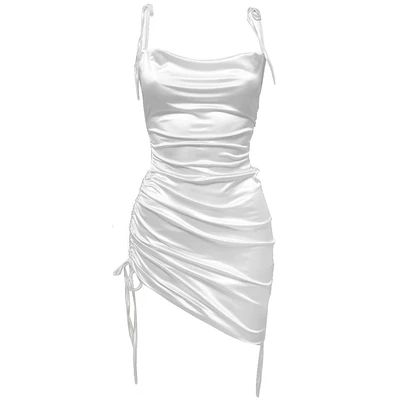 White Satin Mini Dress, Dress Png, Lace Side, Cowl Neckline, Satin Midi Dress, Satin Mini Dress, Hoco Dresses, Satin Material, Satin Dresses