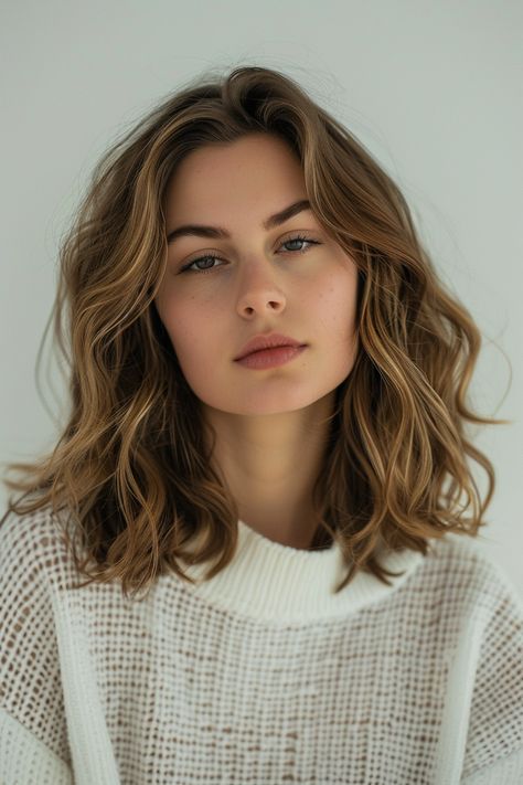 Wavy Bob Shoulder Length, Trendy Bob Hairstyles Thick Hair, Rachel Haircut 2024, Layered Hair Shoulder Length Choppy, Longer Shoulder Length Hair, Bob Thick Hair Wavy, Short Curly Thick Hair, Long Bob For Thick Hair, Choppy Haircuts Medium