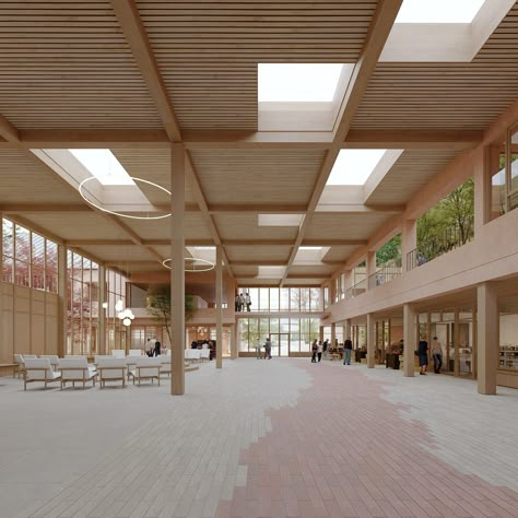 NORD Architects designs dementia care centre in Pennsylvania Central Building, Master Thesis, Hospital Architecture, Timber Architecture, Sou Fujimoto, Wood Architecture, Building Roof, Walking Routes, Timber Structure