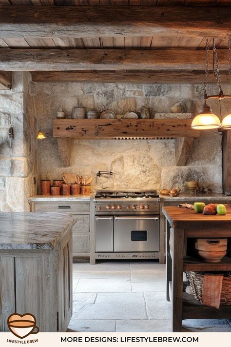 Rustic Style Kitchen Ideas - LifeStyle Brew European Kitchen Ideas, European Cabin, European Cottage Interiors, European Farmhouse Style, Modern French Country Kitchen, European Farmhouse Kitchen, French Kitchens, Reclaimed Wood Kitchen Island, Country Kitchen Ideas