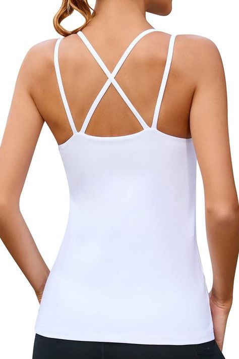 Workout Tank Tops for Women with Built in Bra Strappy Cropped Activewear Gym Running Yoga Shirts Fitness Fashion Active Wear, Gym Running, Yoga Shirts, Workout Tanks, Workout Tank Tops, Tops For Women, Workout Clothes, Fitness Fashion, Camisole Top