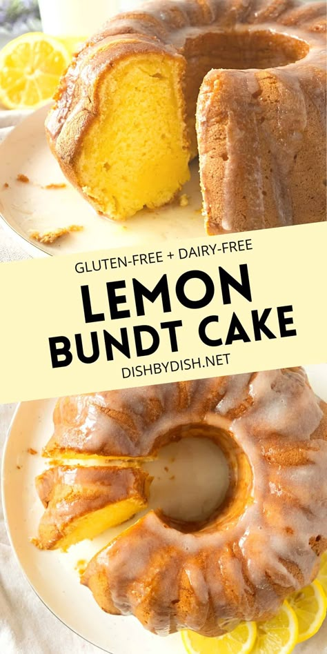 Moist, tender and fragrant with citrus lemon, this gluten-free lemon bundt cake comes together very easily, tastes delicious and is perfect for breakfast, tea time, or an anytime snack! Totally dairy-free too. Gluten Free Almond Bundt Cake, Gluten Free Lemon Bundt Cake, Gluten Free Bundt Cake Easy, Gluten Free Bunt Cakes, Egg Free Bundt Cake, Gluten Free Pumpkin Bundt Cake Recipes, Gf Bundt Cake Recipes, Gluten Free Lemon Cake Recipe, Lemon Gluten Free Desserts