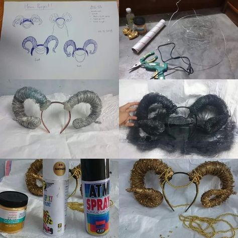 Ram Horns! : 5 Steps - Instructables Ram Horns Aesthetic, Horns Aesthetic, Joe Hisaishi, Aesthetic Diy, Prop Maker, Ram Horns, Cow Horns, Costume Parties, Household Tools