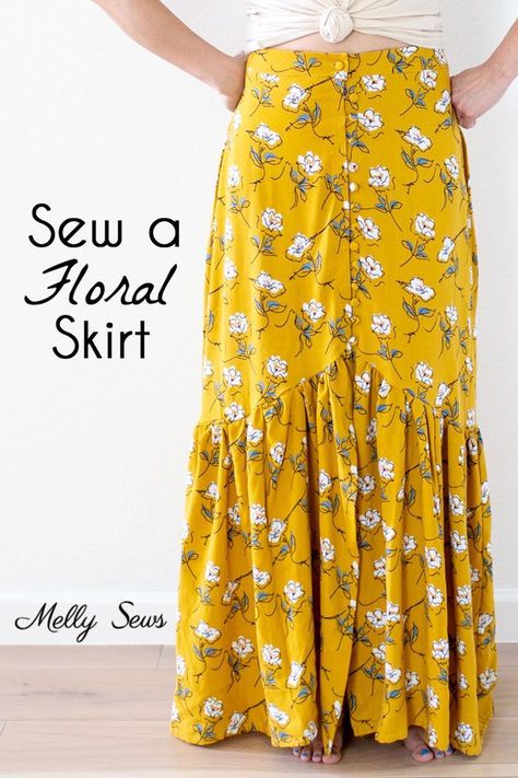 Easy Plus Size Skirts To Sew, Womens Skirt Sewing Pattern, Boho Skirt Pattern Sewing, Sewing Patterns For Skirts, Boho Sewing Projects, Beginner Clothing Sewing Projects, Beginner Sewing Projects Clothes, Boho Sewing Patterns, Boho Clothing Patterns