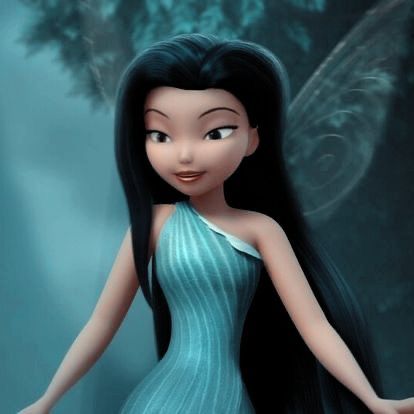 Tinker Bell, Black Hair, Disney, Green, Hair, Blue, Black