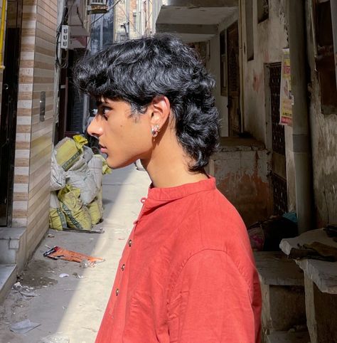 Indian Mullet Haircut, Men��’s Soft Mullets, Curly Shaggy Mullet Men, Mullet Skin Fade, Medium Curly Mullet, Undercut Mullet Man, Men Long Mullet, Cavetown Haircut, Medium Mullet Mens