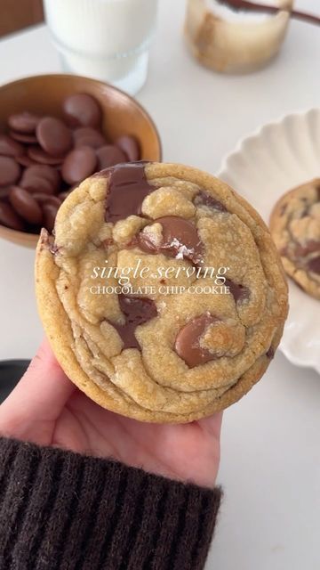 Hajar Larbah on Instagram: "🍪 Single serving Chocolate Chip Cookie for when you want a sweet treat at night without making a whole tray! Made with @challengebutter, It’s crispy on the edges but ooey and gooey in the center 🧈 recipe up on the blog as always, link in bio! #ad #Challengebutter #recipe #baking #dessert #cookies #food #foodie #foodblog #foodstagram #yummy #eeeeats #cooking #foodblogger #chocolate" Chocolate Chip Cookies Single Serving, Chocolate Chip Cookies For Two, One Person Cookie Recipe, 1 Serving Dessert, One Serving Cookie, Single Serve Cookie Recipe, Single Serving Cookie, Cheese Fatayer, Single Serve Chocolate Chip Cookie