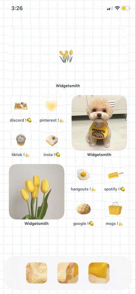 Yellow Aesthetic Phone Theme, Yellow Iphone Layout Homescreen, Yellow Ios Homescreen, Yellow Homescreen Ideas, Yellow Iphone Layout, Yellow Themed Phone, Yellow Homescreen Layout, Yellow Phone Layout, Yellow Iphone Theme