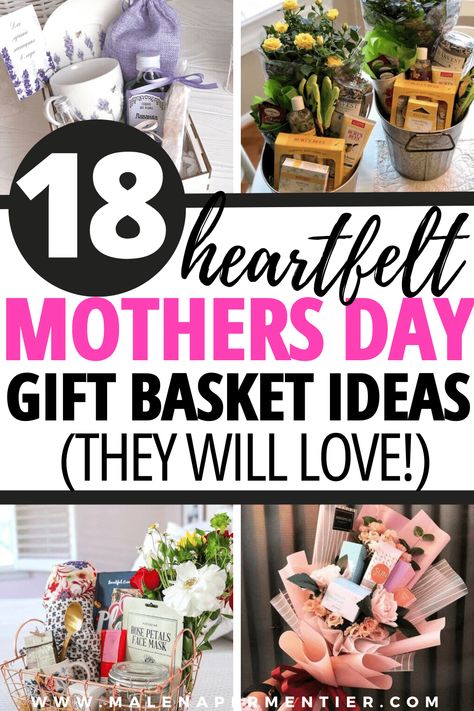 18 Best Mother's Day Gift Basket Ideas To Recreate Right Now Gifts Basket Ideas, Gift Basket Mothers Day, Diy Mother's Day Gift Basket, Mothers Day Gift Basket, Creative Mother's Day Gifts, Creative Gift Baskets, Mothers Day Baskets, Baskets Ideas, Mother's Day Projects