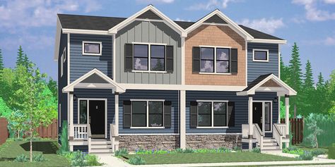 Modern 4 Unit Townhouse Building Plans Town House Plans, Duplex House Plan, Duplex Floor Plans, Townhouse Exterior, Duplex Plans, Basement House Plans, Duplex Design, Garage Floor Plans, Townhouse Designs