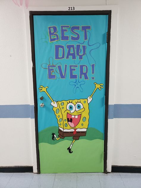 Dory Classroom Door, Spongebob Classroom Door, Spongebob Hallway Decorations, Spongebob Homecoming Hallway, Spongebob Door Decorations, Spongebob Themed Classroom, Spongebob Classroom, Spongebob Door Decs, Spongebob Classroom Theme