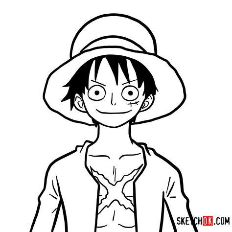 How to draw Monkey D. Luffy face | One Piece Luffy Face Drawing, One Piece Easy Drawing, One Piece Luffy Drawing, One Piece Drawing Easy, Luffy Face, Luffy Sketch, Draw Monkey, Drawing Monkey, Luffy Drawing