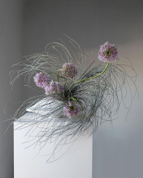 Aiku Floral, Ikebana Kenzan, Arreglos Ikebana, Allium Flowers, Land Design, Ikebana Arrangements, Design Illustrations, Flower Therapy, Launch Event