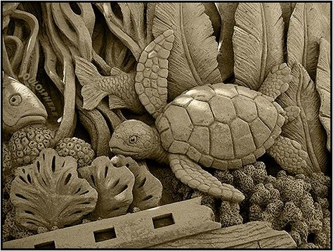 Beach Sand Art, Sand Sculpture, Ice Art, Snow Sculptures, Snow Art, Castle Art, Sand Sculptures, Turtle Art, Grain Of Sand