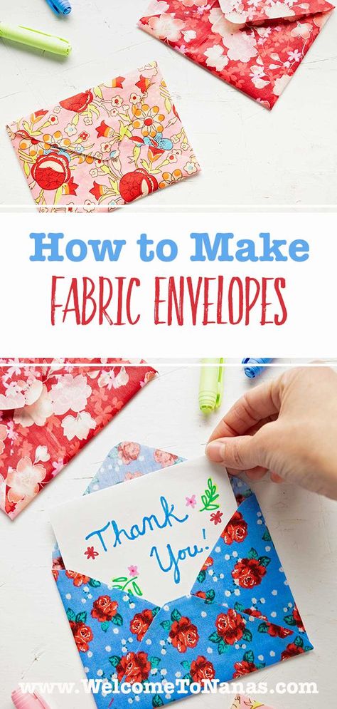 Mini Envelopes Template, Diy Envelope Template, Fabric Envelopes, Homemade Envelopes, Envelope Tutorial, Envelope Pattern, Valentine's Day Crafts, Scraps Of Fabric, Fabric Envelope